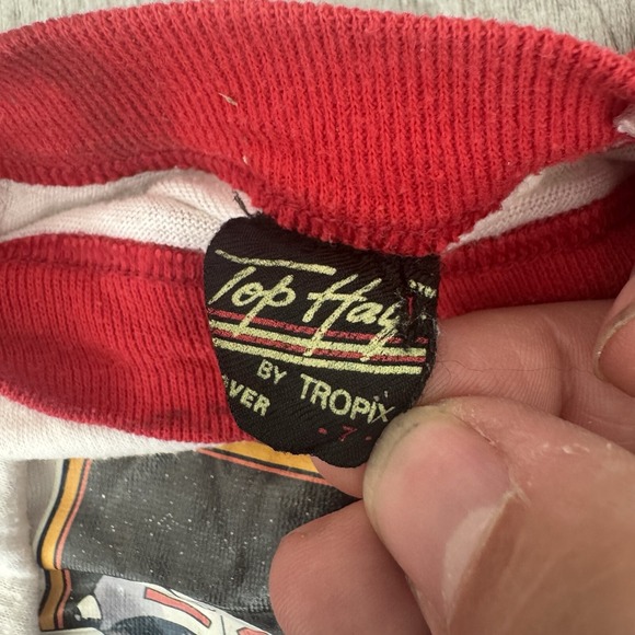 VINTAGE 1984 Robo Force 3/4 Sleeve Baseball Tee Shirt Size 7 White Red Kids - Picture 4 of 8